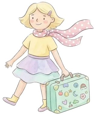 Girl with a suitcase illustration
